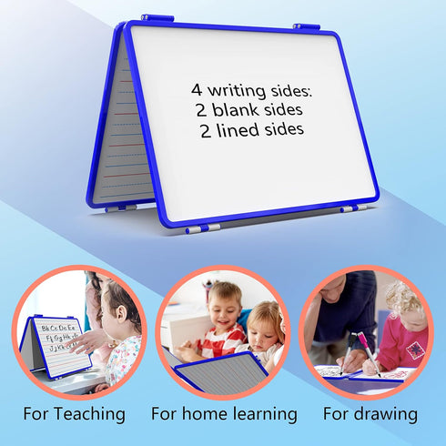 Magnetic Small Dry Erase White Board, 11.5x17” Foldable Desktop Whiteboard for Kids, 4 Writing Sides