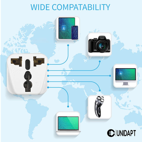 UK to US Travel Adapter, India to US Plug Adapter, Unidapt 2-Pack, Universal to American Outlet