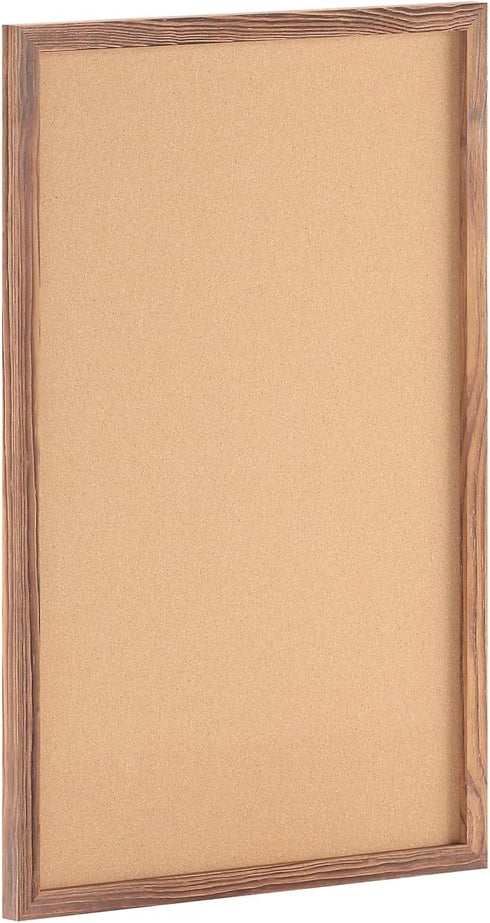 Flash Furniture Rustic Wall Mount Cork Board 24" x 36" for Home Office School with Wood Push Pins