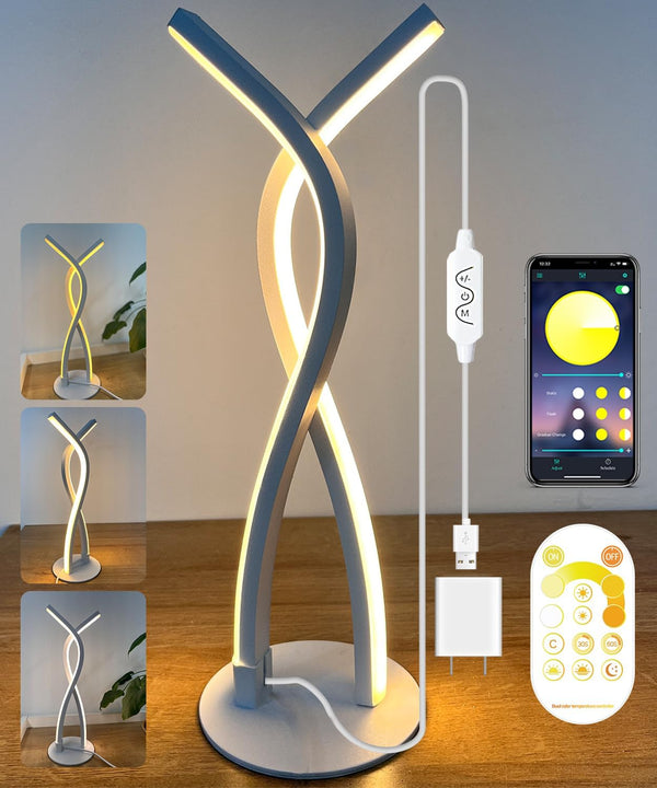 Daymeet Table Lamp for Bedroom, Dimmable Bedside Lamps with Remote and APP Control for Kids Room and Living Room.