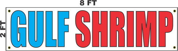 SuperSigns 2x8 Gulf Shrimp Banner Sign 24x96 for Shop Business Front Restaurant Fish