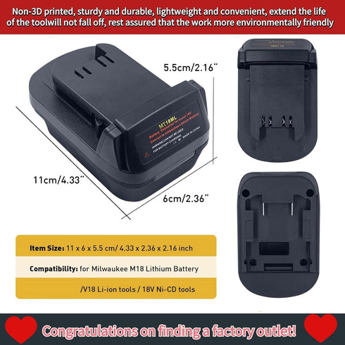 Makita to Milwaukee Battery Adapter, MT18MIL Compatible for Makita 18V Lithium-ion Battery to Milwaukee M18 Tools