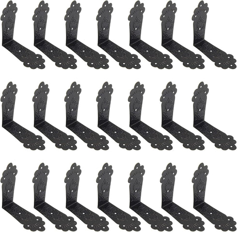 Auvotuis 30Pcs Nails(2.2 0.69inch, Antique Corner Protectors Decorative Metal Right Angle Box Corner Cover Guards