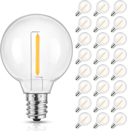 Mlambert G40 LED Replacement Light Bulbs for String Lights, Dimmable E12 Base, 1W Equal to 5W, Warm White 2700K, 25 Pack