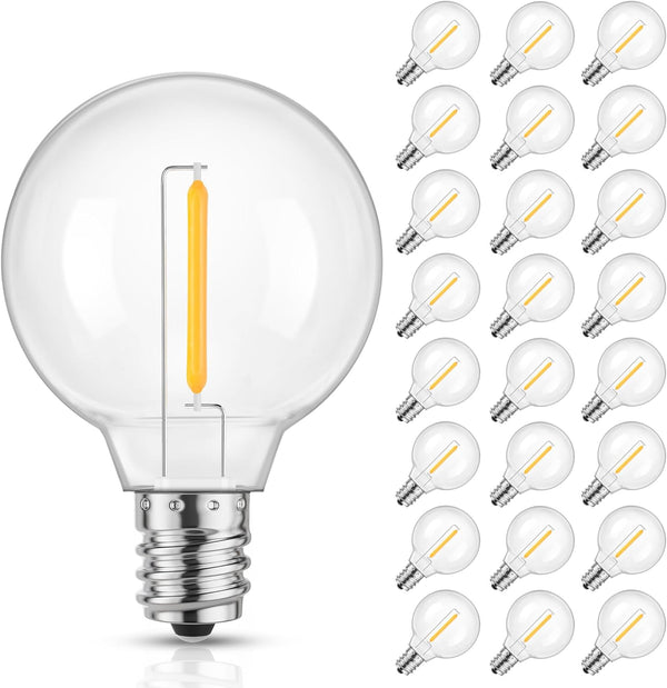 Mlambert G40 LED Replacement Light Bulbs for String Lights, Dimmable E12 Base, 1W Equal to 5W, Warm White 2700K, 25 Pack