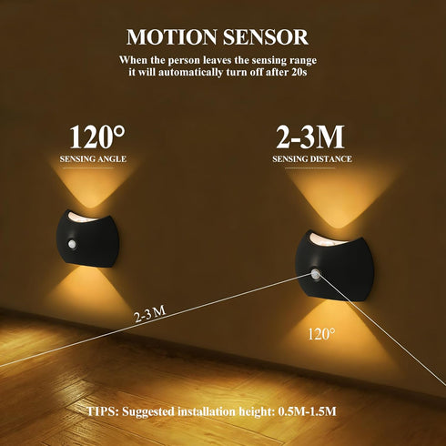 JOGOLED 3 Motion Sensor Light Wall Lamp - Colors Night Light Wall Lamps LED Indoor Up and Down Sconce Rechargeable