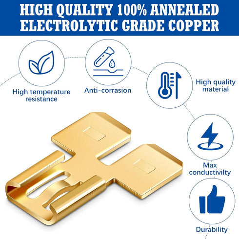 Tandefio 50 Pcs Double Piggyback Spade Connector, Quick Disconnect Electrical 2 Way Wire Terminals Adapter