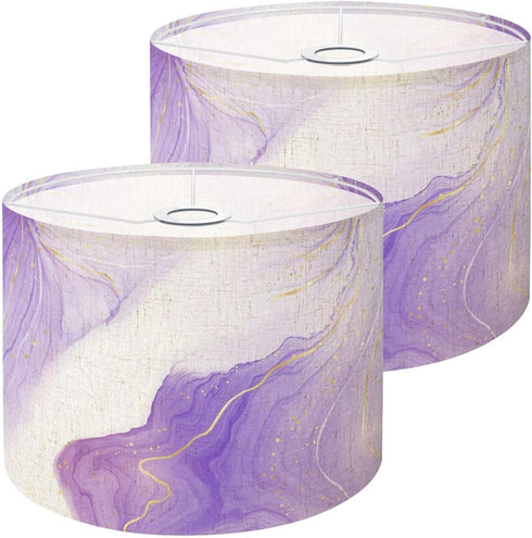 DERUINVAIO Lamp Shades Large Lamp Shade Purple lavender liquid watercolor golden lines Pastel
