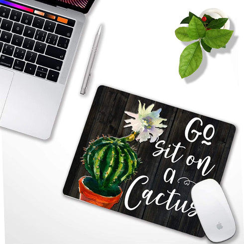 Go Sit On A Cactus Funny Quote Watercolor Floral Mouse Pad - School Office Supplies Desk Accessories