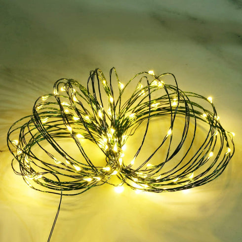 8 Outdoor(200ft,Warm White,2 Pack) Remagr Fairy String Lights Battery Operated Green Wire LED Waterproof String Lights