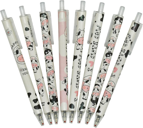 Maydahui 42PCS Cute Milk Cow Gel Pen, Cartoon Animal Pens, Retractable Printing Pen, Black Ink for Office Supply