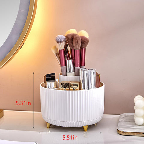 Desk Pencil Pen Holder, 5 Slots 360°Degree Rotating Pencil Pen Organizers for Desk, Desktop Storage Stationery Supplies Pencil Cup Pot for Office School Home Art Supply. (White) by WedFeir