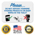 12x18 Inches, 3M .063 Please Do Not Deposit Feminine Products Baby Wipes in Toilet with Graphic Sign, EGP Reflective