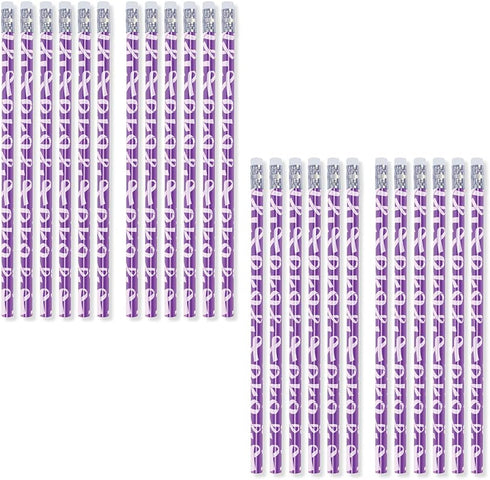 Awareness Ribbon Pencil Set - 24 Pencils Made in USA (Purple)