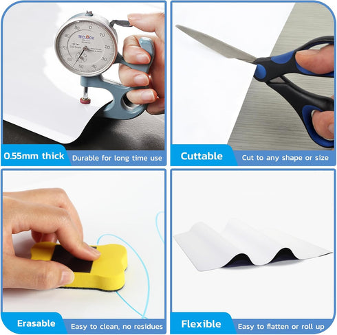 Magnetic Whiteboard for Fridge, Small Dry Erase Board with 4 Markers & 1 Eraser, 8.5 x 11 for Home & Office