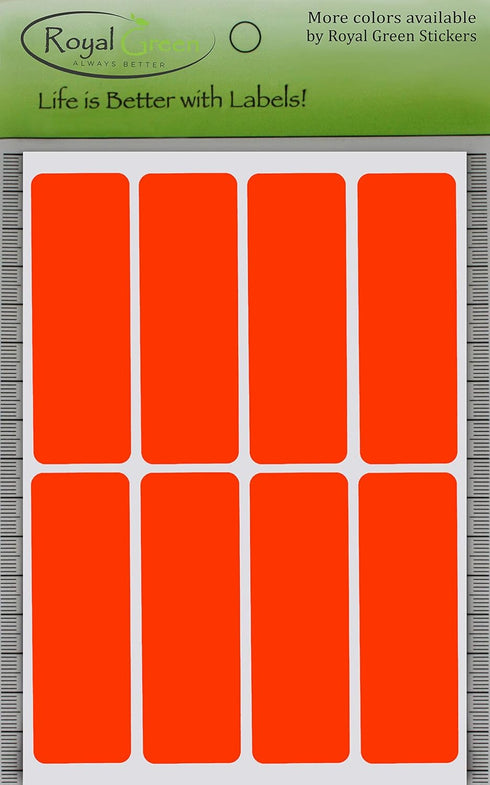 Royal Green Rectangular Stickers - Color Coded Writable Labels for Organizing, 120-Pack (Neon Red)