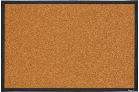 Quartet Cork Bulletin Board, Framed Corkboard 2' x 3', Black Frame Message Board, Vision Board