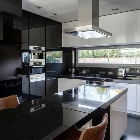 Wudnaye Black Contact Paper Glossy Peel and Stick Wallpaper, Waterproof Self Adhesive for Kitchen 15.7inchx78.7inch
