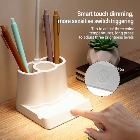 360 Dimmable 12 LED Desk Lamp for Home Office, Rotating Gooseneck Small Table Lamp with USB Charging Port, Eye-Care