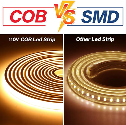 pcningled 110V IP67 3000K 2 6.56ft) COB LED Strip Outdoor LED Strip Lights Waterproof Warm White, Meters Flexible Strip