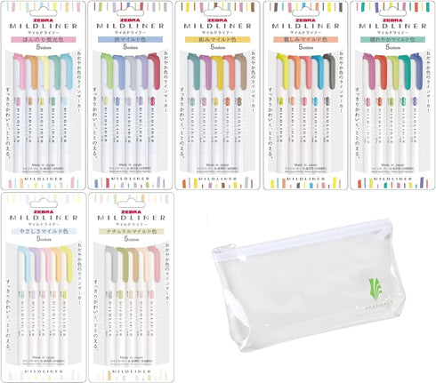 Highlighter Pen Markers, 7-Pack Full Range Set (WKT7-5C / WKT7-5C-NC / WKT7-5C-RC / WKT7-N-5C)