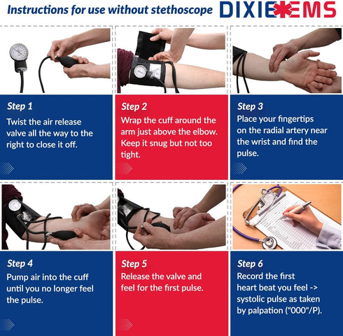 Dixie Ems Deluxe Aneroid Sphygmomanometer Blood Pressure Set with Adult Cuff, Carrying Case and Calibration Tool