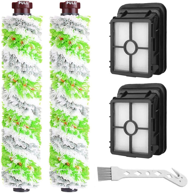 Multi-Surface Pet Brush Roll and Vacuum Filters Replacement for Bissell CrossWave Pet Pro 2306 1785 Series (Pack of 2)