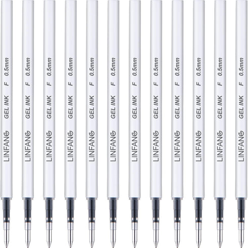 Black Gel Pens Refills, 12 Pack Retractable Gel Ink Pen Refills, Fine Point 0.5mm Tip for Smooth Writing, Quick Dry for