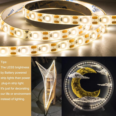 13.2ft, 240LEDs Dimmable, Battery Powered Led Strip Lights, Warm White, with Remote, Timer, Cuttable Suitable