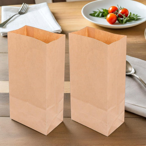 100pcs 18x9x5.5cm Packaging Kraft Paper Flat Bottom Bread Bags, Disposable Greaseproof Bakery Snack and Sandwich