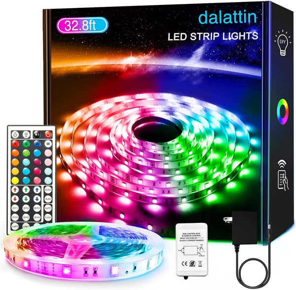 dalattin 32.8ft Led Strip Lights,RGB Led Lights for Bedroom Color Changing Light,Decoration
