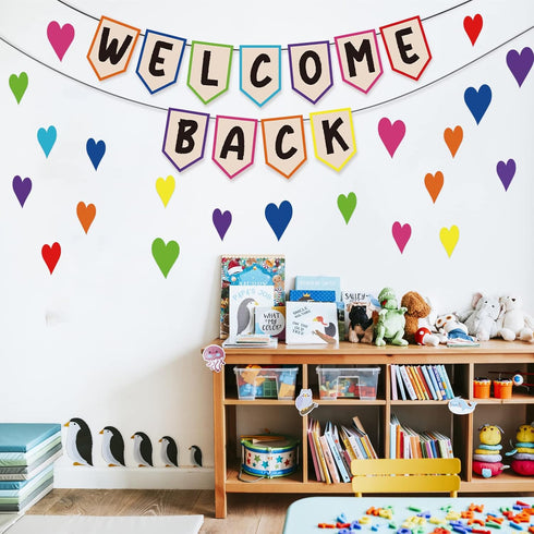 Mixweer 61 Pcs Welcome Back Banner, Boho Bulletin Board Set for Classroom Borders and First Day of School Decor
