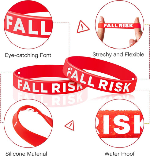 12 Sumind Pcs Fall Risk Bracelet Emergency Alert Wristband for Elderly Patient Wristbands Fall Risk Silicone Rubber
