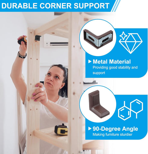 12 Pack PATIKIL Metal Corner Braces, L-Shape Bracket Right Angle Board Holder Shelf Support with Plastic Cover