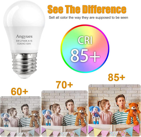 LED Bulb 120V, 40W Equivalent, A15 Warm White 2700K Energy Saving Bulb, E26 Medium Screw Base, 4 Pack