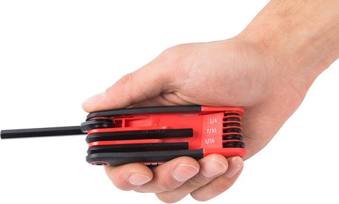 Steelman Portable Folding Hex Key Wrench Multi-Tool, Standard (SAE), Set Includes 9 Sizes with Rubberized Grip