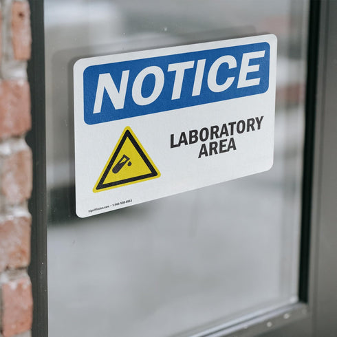 (2 Pack) Laboratory Area Sign with Symbol - OSHA Notice Sign 7 Inch X 5 Inch Vinyl Label Decal Sticker