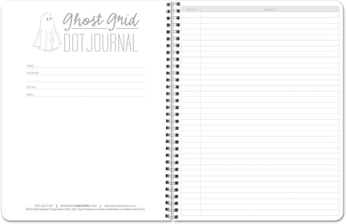 BookFactory Ghost Grid Dot Journal, Large Bullet Notebook, 120 Pages, 8.5'' x 11'' Wire-O