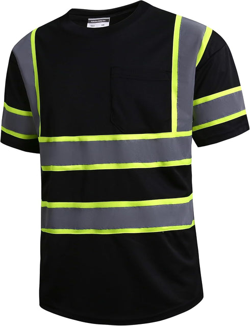 SKSAFETY High Visibility Class 3 Safety T-Shirts - Quick Dry Reflective Short Sleeve Shirts for Men & Women, Medium