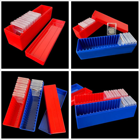 Ettonsun Plastic Coin Storage Box Case for 20 Slab Coin Holders, Fits PCGS NGC PCCB PMGab, Blue