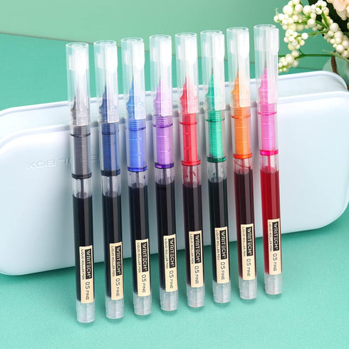 WRITECH 10 Pcs Rolling Ball Quick Dry Liquid Rollerball - 0.5 mm Extra Fine Point Multicolor (Multicolor)