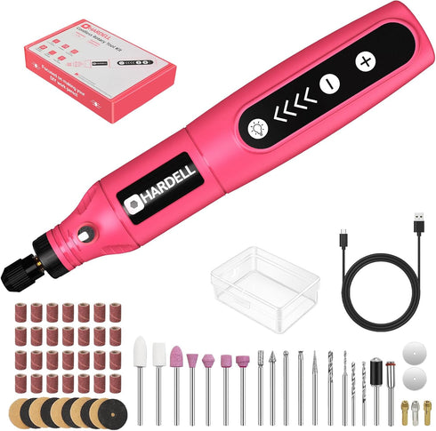 HARDELL Mini Cordless Rotary Tool Kit, 5-Speed 3.7V Rechargeable with 61 Accessories, Multi-Purpose Power Tool