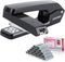 Deli/EZWORK Swing-Arm Swivel Stapler, 25 Sheets Capacity, 360 Degree Rotate Desk Stapler with 1000 Staples, Black