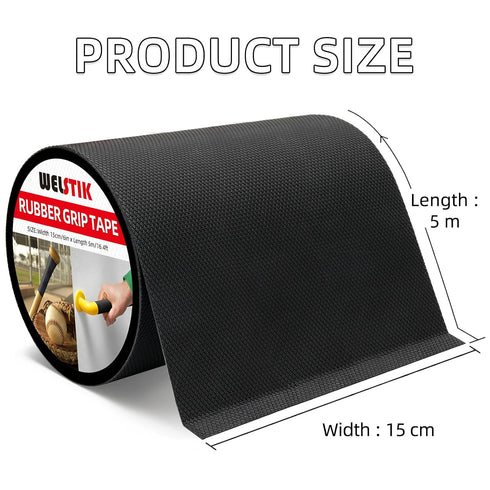 6In 16.4Ft) WELSTIK Rubber Grip Tape, Ultra Strong Waterproof Anti Slip Tape with Textured Adhesive for DIY Tools