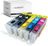 PGI-250XL CLI-251XL Full Refillable Ink Cartridge for Pixma Printers, 5PK for MG5420 IP7220 MX722 MX922 MG5520