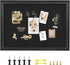 Bulletin Board with Felt, Black Wood Framed Display for Walls, Includes Pins, Eye Bolts, Screws, Pin Board for Office,