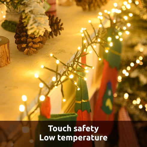 400 49FT 8 Cluster Lights Christmas Led Fairy Lights Green Wire Twinkle Lights with Remote Modes String Lights Timer