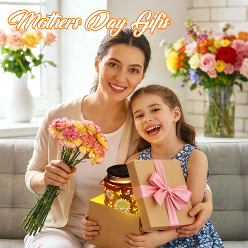 Mothers Day Gifts for Mom Solar Lanterns Outdoor Waterproof Sunflower Garden Decor Gifts for Women Mom Grandma Sister