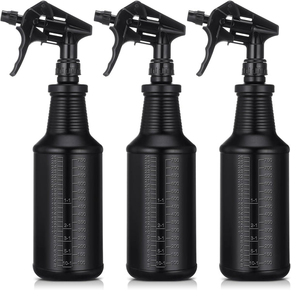 Honeydak 3 Pack Plastic Spray Bottles Black 34 oz Heavy Duty Opaque