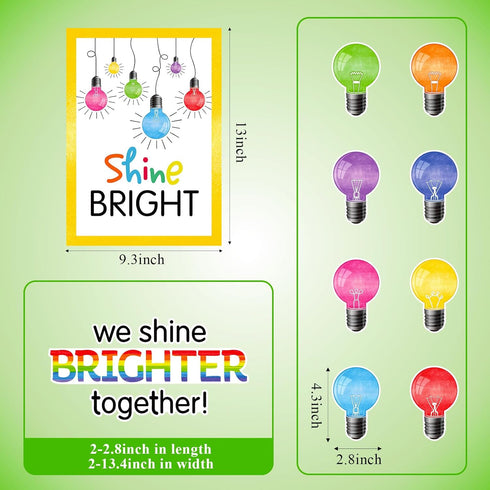 Light Bulb Moments Classroom Decor We Shine Brighter Together Bulletin Board Set with Colorful Motivational Cutouts